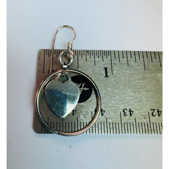 Sterling Silver Heart Hoop Drop Dangle Earrings Lightweight 5.60g Women Jewelry - Picture 7 of 8
